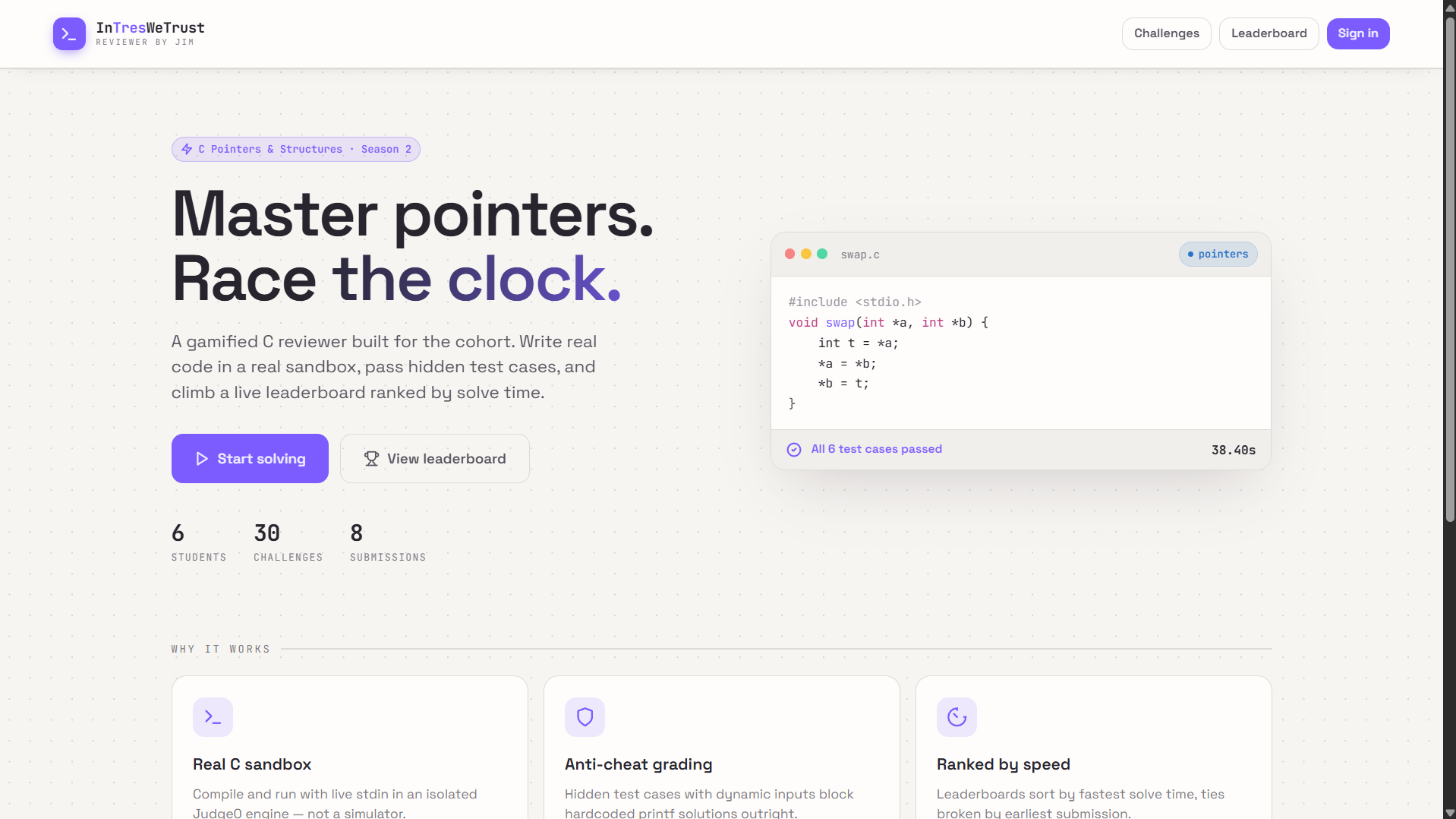 In-Tres-We-Trust gamified C programming reviewer